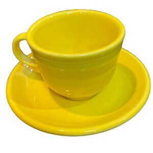 Fiestaware Sunflower Yellow Teacup Saucer Fiesta HLC USA Cup Plate Mug 2013 BBBC